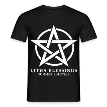 Litha Pagan: Sommersonnenwende, Mittsommer, Mittsommer, Mittsommer. - Männer T-Shirt - Schwarz - Vorne - AI Model Male 178 light (178cm)
