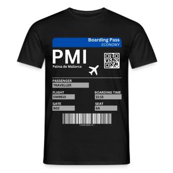 Mallorca Flight Ticket Design Boarding Pass Shirt - Men's T-Shirt - black - Front - AI Model Male 178 light (178cm)