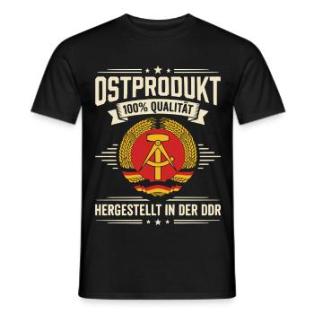 Ostprodukt DDR 100 Prozent Qualität Ostalgie - Männer T-Shirt - Schwarz - Vorne - AI Model Male 178 light (178cm)
