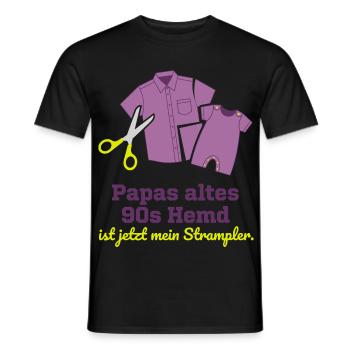 Papas 90er Hemd Upcycling Baby Strampler - Männer T-Shirt - Schwarz - Vorne - AI Model Male 178 light (178cm)