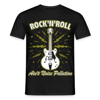 Rock 'N' Roll Ain't Noise Pollution Guitar - Men's T-Shirt - black - Front - AI Model Male 178 light (178cm)