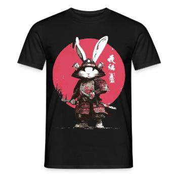 Bunny Samurai in Armor - Men's T-Shirt - black - Front - AI Model Male 178 light (178cm)