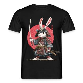 Bunny Samurai in Armor - Men's T-Shirt - black - Front - AI Model Male 178 light (178cm)