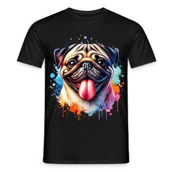 Pug Motif - Men's T-Shirt - black - Front - AI Model Male 178 light (178cm)