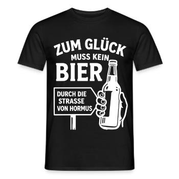 Bier Spruch Bierflasche  Strasse von Hormus - Männer T-Shirt - Schwarz - Vorne - AI Model Male 178 light (178cm)