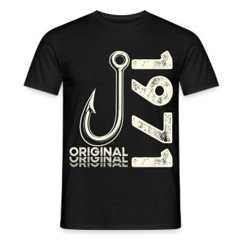 55th Birthday Gift Angler Fishing Man 1971 - Men's T-Shirt - black - Front - AI Model Male 178 light (178cm)
