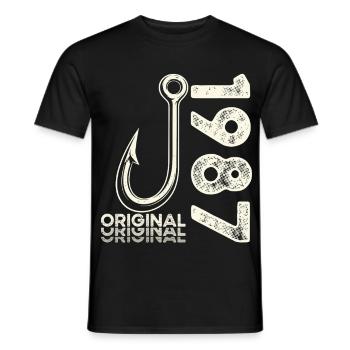 39th Birthday Gift Angler Fishing Man 1987 - Men's T-Shirt - black - Front - AI Model Male 178 light (178cm)