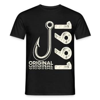 35th Birthday Gift Angler Fishing Man 1991 - Men's T-Shirt - black - Front - AI Model Male 178 light (178cm)