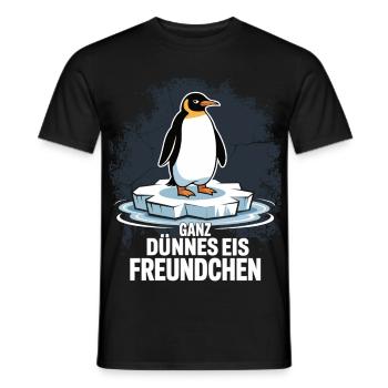 Ganz Dünnes Eis Freundchen Pinguin Lustig Shirt - Männer T-Shirt - Schwarz - Vorne - AI Model Male 178 light (178cm)
