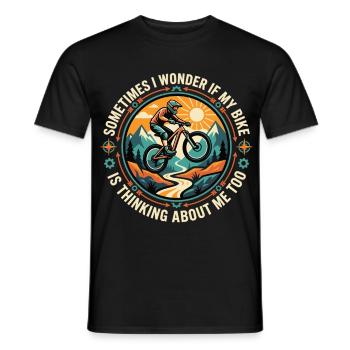 Mountain Bike Saying Adventure Bike - Men's T-Shirt - black - Front - AI Model Male 178 light (178cm)