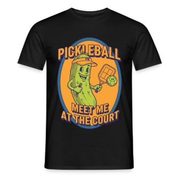 Joueur drôle de pickleball : retrouve-moi au terrain - T-shirt homme - noir - Devant - AI Model Male 178 light (178cm)