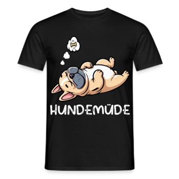Hundemüde Französische Bulldogge Frenchie Frenchie - Männer T-Shirt - Schwarz - Vorne - AI Model Male 178 light (178cm)