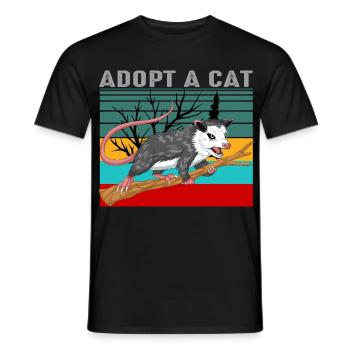 Vintage-Opossum-Shirt – Retro Adopt A Cat - Männer T-Shirt - Schwarz - Vorne - AI Model Male 178 light (178cm)