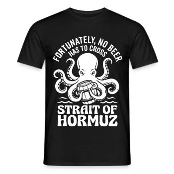 Fortunately No Beer Strait of Hormuz Humor - Men's T-Shirt - black - Front - AI Model Male 178 light (178cm)