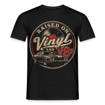 Passion vinyle et voitures V8 - T-shirt homme - noir - Devant - AI Model Male 178 light (178cm)