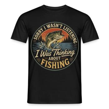 Je ne t'écoutais pas, je pensais à la pêche - T-shirt homme - noir - Devant - AI Model Male 178 light (178cm)