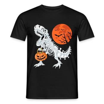 T-Rex Skeleton Halloween Pumpkin Trick or Treat - Men's T-Shirt - black - Front - AI Model Male 178 light (178cm)