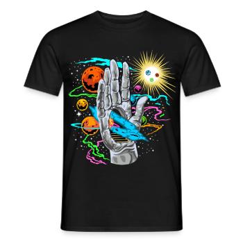 Main Divine de l’Univers Galaxie Cosmique Planètes - T-shirt homme - noir - Devant - AI Model Male 178 light (178cm)