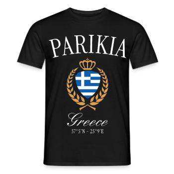 Parikia Griechenland Wappen Krone – Reise Souvenir - Männer T-Shirt - Schwarz - Vorne - AI Model Male 178 light (178cm)