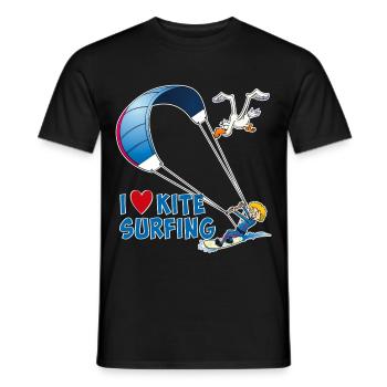 Ich liebe Kitesurfen – lustige, cartoonartige Zeichnungen - Männer T-Shirt - Schwarz - Vorne - AI Model Male 178 light (178cm)