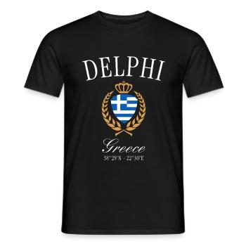 Couronne des armoiries de Delphe Grèce – Souvenir de voyage - T-shirt homme - noir - Devant - AI Model Male 178 light (178cm)