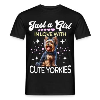 Yorkshire Terrier Girl - Men's T-Shirt - black - Front - AI Model Male 178 light (178cm)