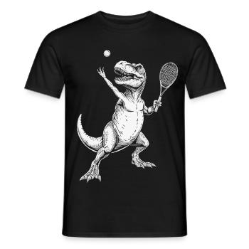 Tennis Player Dinosaur Tennis Tennis Masculin - T-shirt homme - noir - Devant - AI Model Male 178 light (178cm)