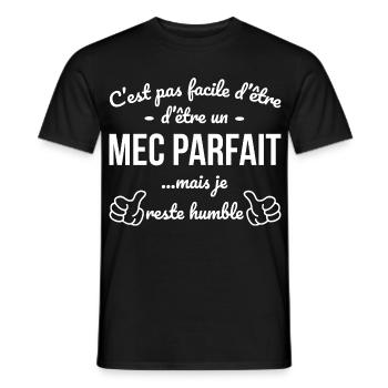 Mec Parfait Phrase Drôle Cadeau Homme Humour - T-shirt homme - noir - Devant - AI Model Male 178 light (178cm)