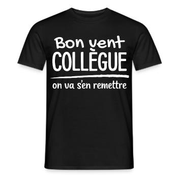 Bon Vent Collègue Humour Travail Départ Drôle - T-shirt homme - noir - Devant - AI Model Male 178 light (178cm)