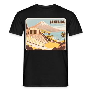 Sizilien - Männer T-Shirt - Schwarz - Vorne - AI Model Male 178 light (178cm)