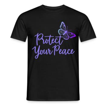 Protégez votre paix papillon paix intérieure - T-shirt homme - noir - Devant - AI Model Male 178 light (178cm)