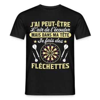  joue aux fléchettes - T-shirt homme - noir - Devant - AI Model Male 178 light (178cm)