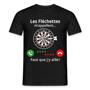 Les fléchettes m'appellent faut que j'y aille - T-shirt homme - noir - Devant - AI Model Male 178 light (178cm)