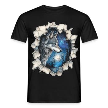 Wolf mit Sternen - Männer T-Shirt - Schwarz - Vorne - AI Model Male 178 light (178cm)