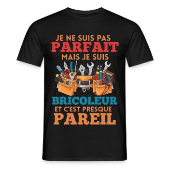 Bricoleur imparfait mais presque pareil - T-shirt homme - noir - Devant - AI Model Male 178 light (178cm)