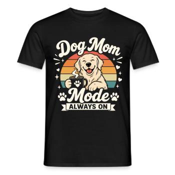 Dog Mom Fashion Always On Coffee Dog Love Retro - Men's T-Shirt - black - Front - AI Model Male 178 light (178cm)