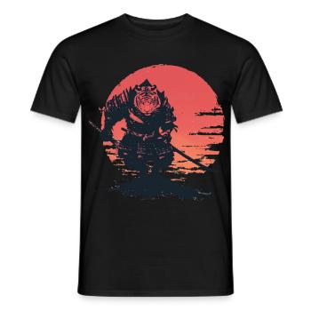 Tiger Samurai au Coucher du Soleil - T-shirt homme - noir - Devant - AI Model Male 178 light (178cm)