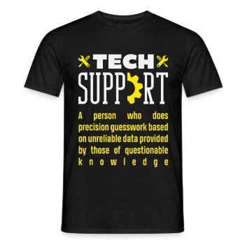 Définition du support technique : Précision des suppositions - T-shirt homme - noir - Devant - AI Model Male 178 light (178cm)