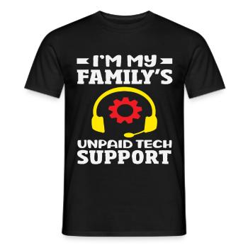 The family's unpaid tech support - Men's T-Shirt - black - Front - AI Model Male 178 light (178cm)