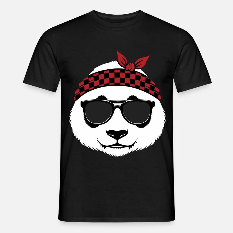 Cooler Panda Bär Sonnenbrille - Männer T-Shirt - Schwarz