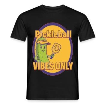 Pickleball Vibes Only Funny Player Love Pickleball - Men's T-Shirt - black - Front - AI Model Male 178 light (178cm)