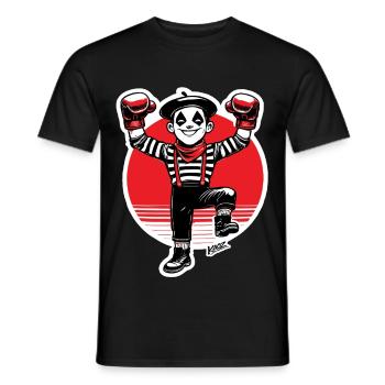 Pantomimeboxer im roten Scheinwerfer - Männer T-Shirt - Schwarz - Vorne - AI Model Male 178 light (178cm)