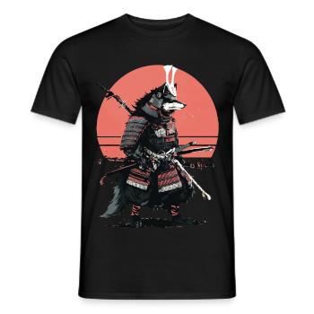 Wolf Samurai of the Dawn - Men's T-Shirt - black - Front - AI Model Male 178 light (178cm)