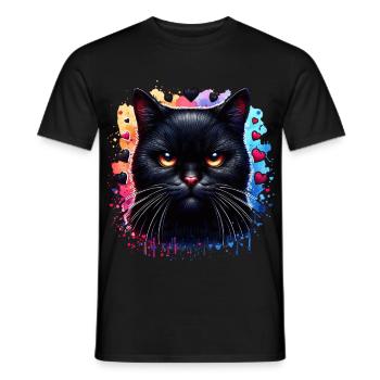 Black cat - Men's T-Shirt - black - Front - AI Model Male 178 light (178cm)