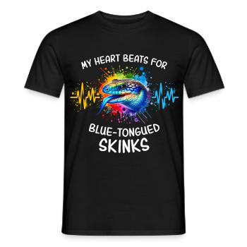 Blauzungenskink Herzlinie - Männer T-Shirt - Schwarz - Vorne - AI Model Male 178 light (178cm)