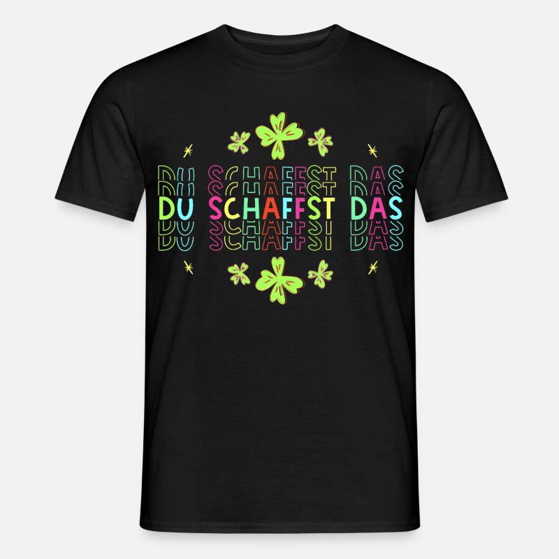 Du schaffst das! Glücksbringer Glücksklee neon - Männer T-Shirt - Schwarz
