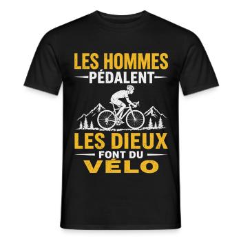 Les Hommes Pédalent Les Dieux Font du Vélo Humour - T-shirt homme - noir - Devant - AI Model Male 178 light (178cm)