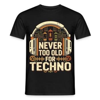 Jamais trop vieux DJ techno musique rétro - T-shirt homme - noir - Devant - AI Model Male 178 light (178cm)