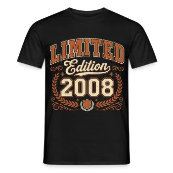Édition limitée 2008 Vintage Birthday - T-shirt homme - noir - Devant - AI Model Male 178 light (178cm)