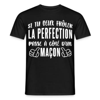Frôler La Perfection Passe À Côté D’un Maçon - T-shirt homme - noir - Devant - AI Model Male 178 light (178cm)